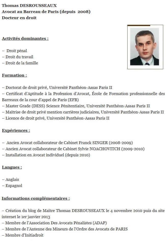 CV Thomas DESROUSSEAUX Avocat 2016